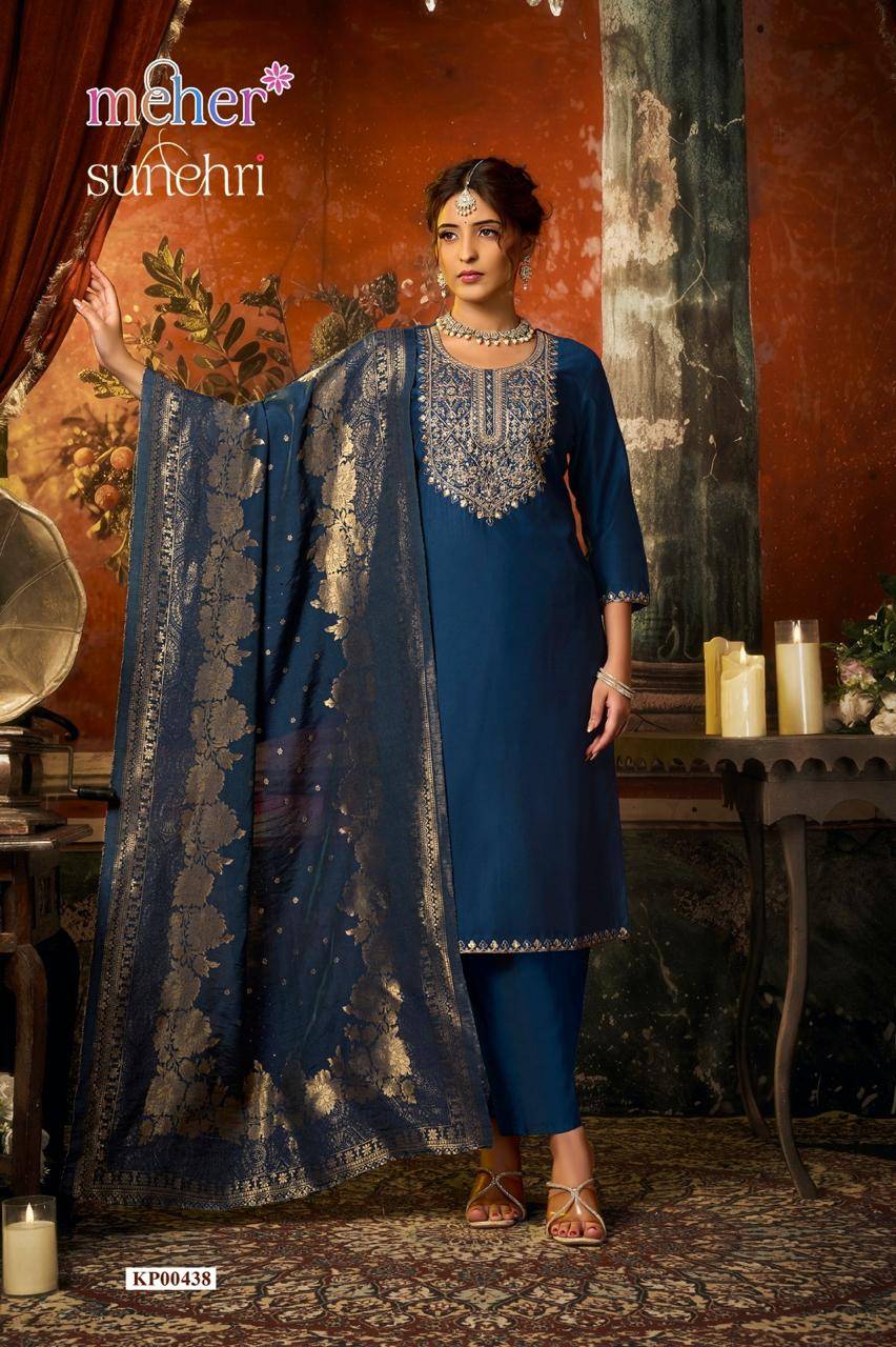 SUNEHRI By Meher Fashion Stylish Beautiful Colourful Silk Dresses At Wholesale Price